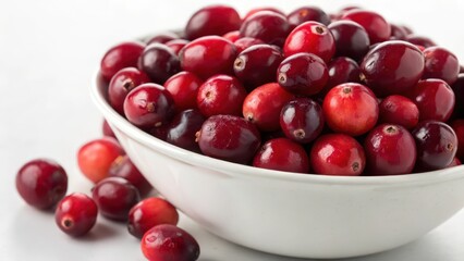 Cranberries in White Bowl