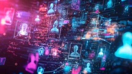 Fototapeta premium Futuristic Gig Economy Marketplace with AI Driven Data Visualization and Analytics