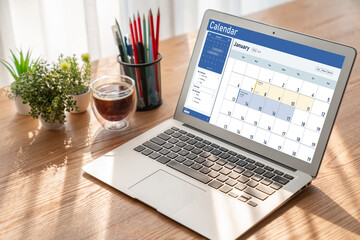Fototapeta premium Calendar on computer software application for schedule planning for personal organizer and online business snugly