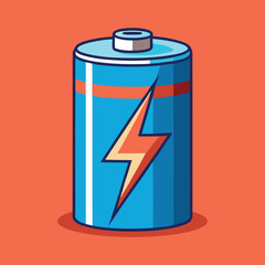 Fototapeta premium Powerful Battery with Energy Bolt Vector Graphics Design