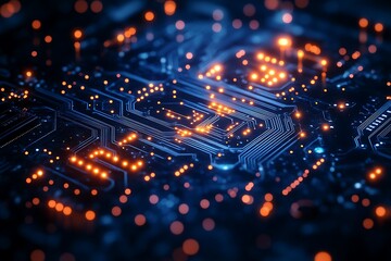 Obraz premium High-Tech Circuit Board with Glowing Components