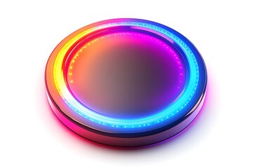 Circular Neon Light Display with Empty Center for Design or Product Presentation