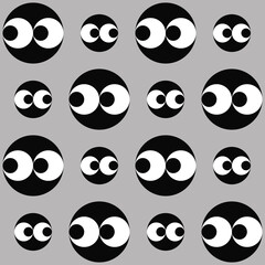 seamless pattern with black and white eyes