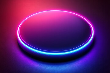 Neon Circle Platform with Vibrant Gradient Lighting