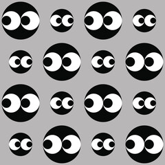 seamless pattern with black and white eyes