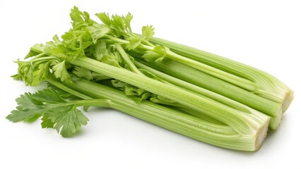 Obraz premium Celery Stalks on White Background