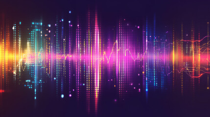 Digital music equalizer vector template featuring audio waves, signal visualization, and sound signal illustration