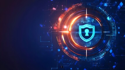Futuristic Quantum Computing Oversight Panel with Glowing Security Shield Interface