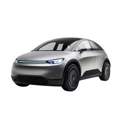 A Modern Compact Electric Car Isolated on Transparent Background