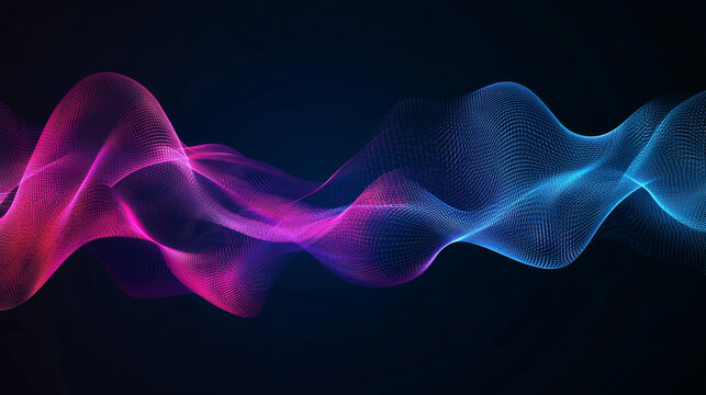 Flowing abstract wavy lines forming a vibrant and dynamic wave, serving as a vector design element for concepts related to music, parties, technology, and modern aesthetics
