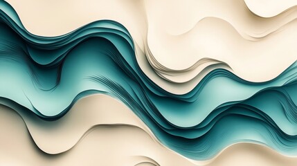 Obraz premium Abstract composition of layered papers in wavy flowing patterns