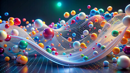 Colorful Abstract Sphere Composition with Flowing Lines