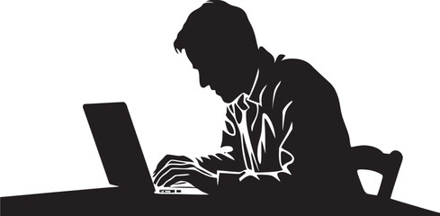 The Ink of the Digital Age A Man Typing His Thoughts on His Laptop