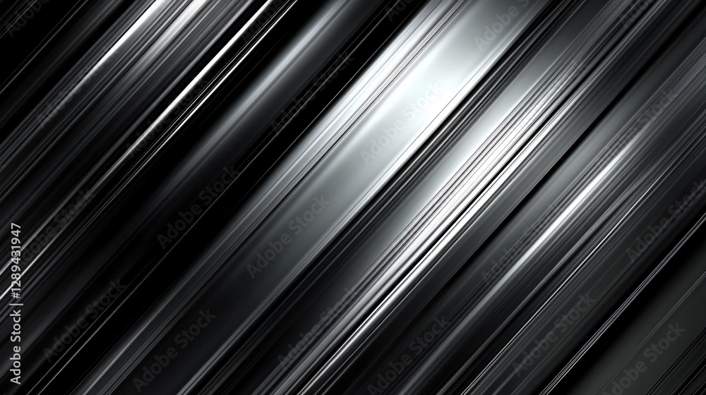 Poster abstract motion blur of silver and black metallic streaks, creating a sleek dynamic design symbolizi