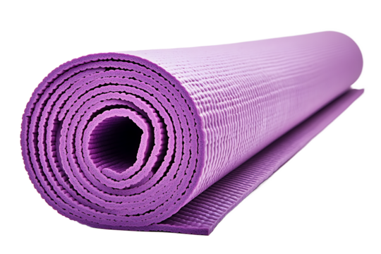 Rolled-up Purple Yoga Mat for Exercise and Fitness