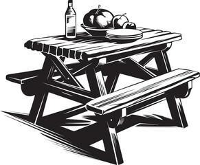 Fototapeta premium A Feast in the Sun Setting Up a Beautiful Thanksgiving Picnic Table Experience