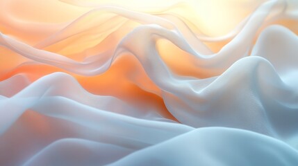Fototapeta premium Delicate fabric flowing against an orange and yellow gradient