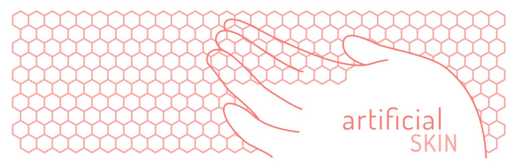 Artificial skin technology linear banner. Editable stroke.