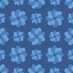 seamless pattern with dark blue flowers