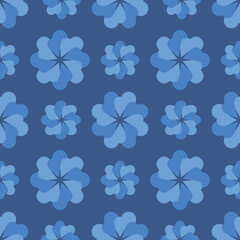 seamless pattern with dark blue flowers