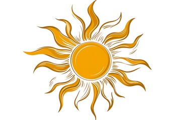 Vibrant stylized sun graphic for summer design.