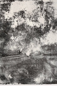 Black and beige art Abstract grunge ink painting texture grain dot blot Monotype dirty stain fabric background.