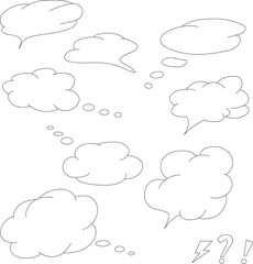 Set of hand drawn speech clouds. Speech bubbles. Vector illustration