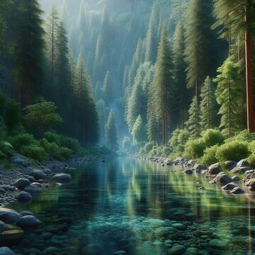 A beautiful river in the forest