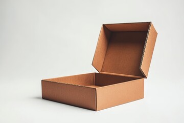 Open cardboard box mockup on a white background for packaging design showcase