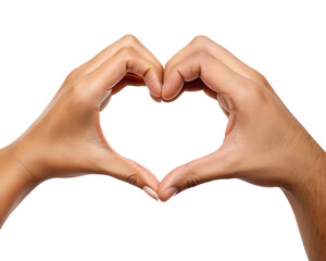 hands sign heart isolated on transparent background cutout
