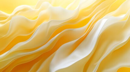 Obraz premium Flowing yellow and white silk waves creating a fluid abstract pattern