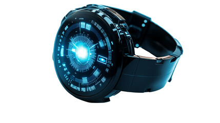 High-end smart wristwatch with OLED display, futuristic smartwatch design, modern technology concept, isolated on a white background