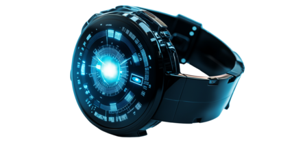 High-end smart wristwatch with OLED display, futuristic smartwatch design, modern technology concept, isolated on a white background