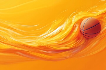 Orange Basketball in Abstract Flow
