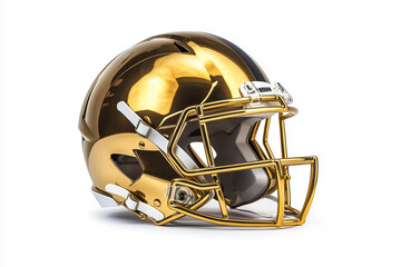 Fototapeta premium Gold American football helmet isolated on white background