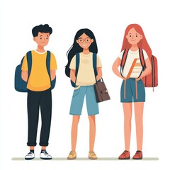 Fototapeta premium Bright minimalist college illustrations depicting hopeful new students in 4K