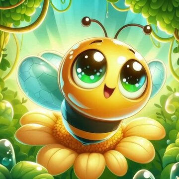 Cute bee animation on a yellow flower