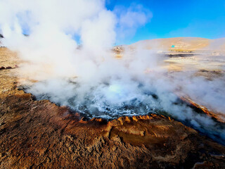 Close up of a Geyser in Geysers Del Tatio, Chile, Atacama Desert