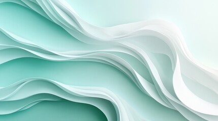 Fototapeta premium Elegant flowing white waves with pastel teal gradient background design