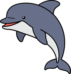 Obraz premium Playful dolphin leaping joyfully above the water in a flat vector illustration