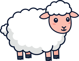 Obraz premium Cute fluffy sheep standing playfully in a minimal style vector illustration