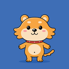 Fototapeta premium Cute cartoon dog character with playful expression in flat vector art style