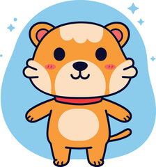 Fototapeta premium Cute cartoon animal character in flat style showcasing playful demeanor in cheerful vector art
