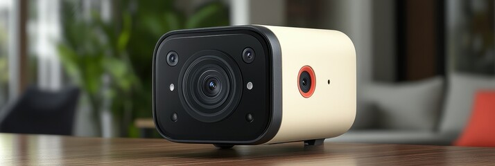 Fototapeta premium Motion detection camera captures security footage in modern workspace setting