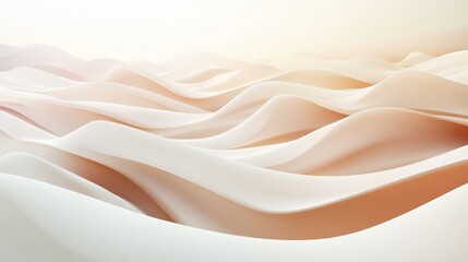 Abstract white and light orange flowing smooth shapes create waves