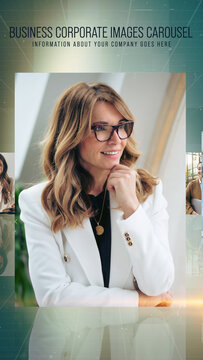 Business Corporate Images Carousel Slideshow Widget. Vertical Stories Opener for Social Media.