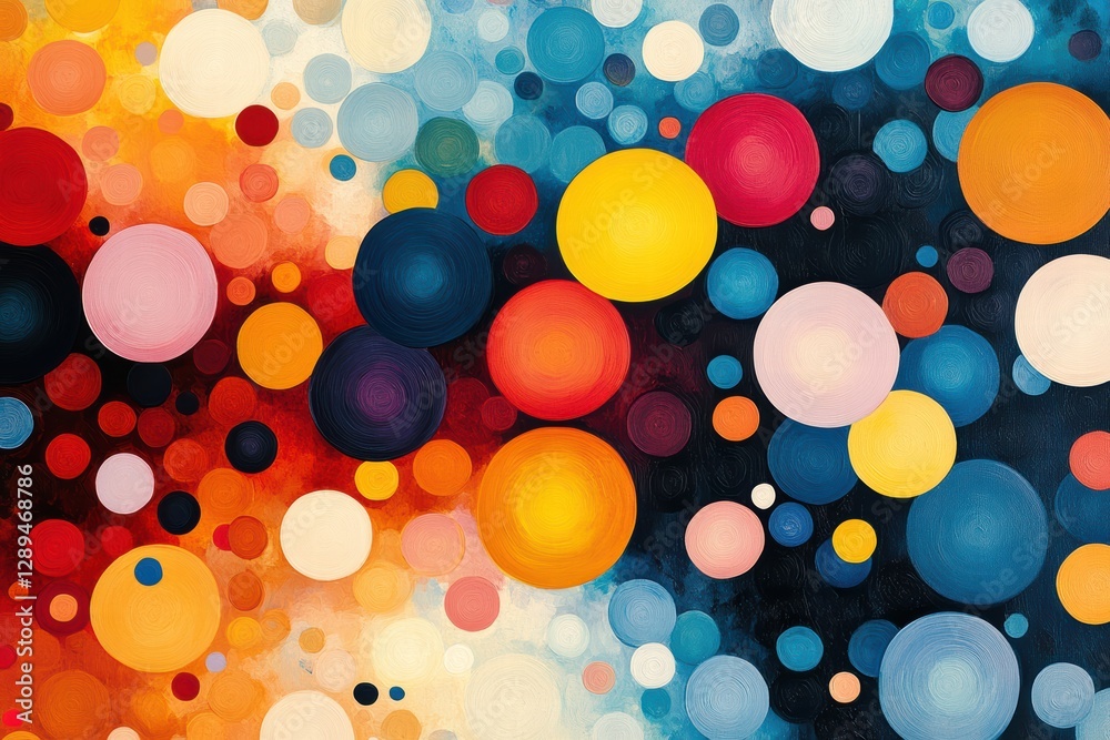 Poster colorful abstract background with randomly arranged circles creating a vibrant visual effect