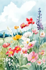 Obraz premium Beautiful colorful wild flowers in Spring.