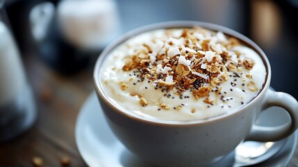 Creamy Yogurt Parfait Topped With Granola And Coconut
