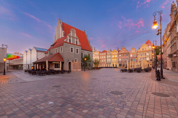 Old Market Square at dawn in Poznan, Poland